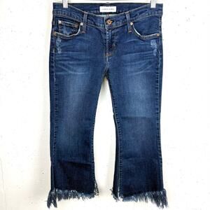 James Jeans Womens Kiki Cropped Flare Jeans Freedom Fray 5 Pocket 28 Petite
